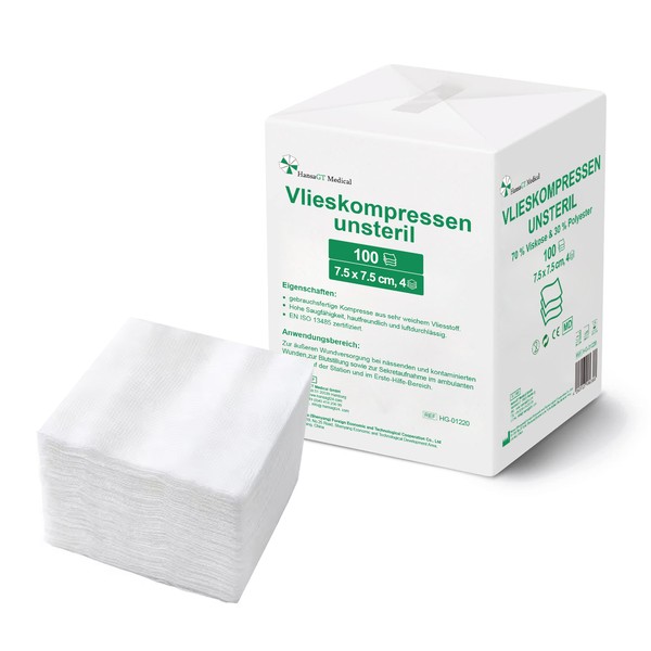 HansaGT Medical-Vlieskompressen unsteril 7.5cm x 7.5cm 4-fach