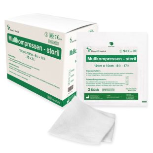 HansaGT Medical-Mullkompressen steril 10cm x 10cm 8 Lagen