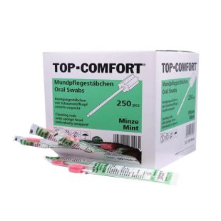 PP Mundpflegestäbchen mit PU Schwamm, 100 mm, Geschmack Minze, Kopf rosa, Top-Comfort