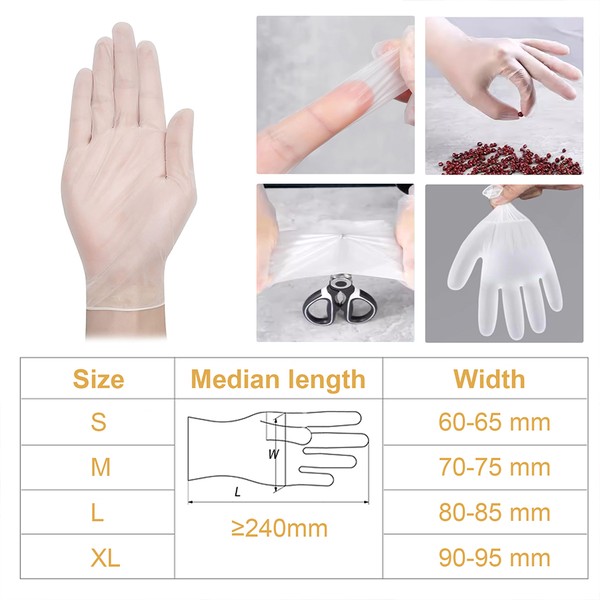 Vinyl Handschuhe transparent, Gr.