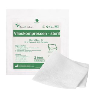 HansaGT Medical-Vlieskompressen steril-10cm x10cm 4-fach