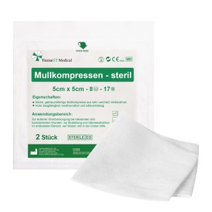 HansaGT Medical-Mullkompressen steril 5cm x 5cm 8-Lagen
