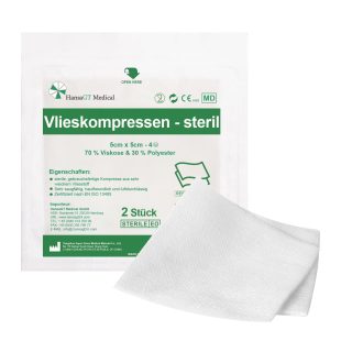 HansaGT Medical-Vlieskompressen steril-5cm x 5cm 4-fach